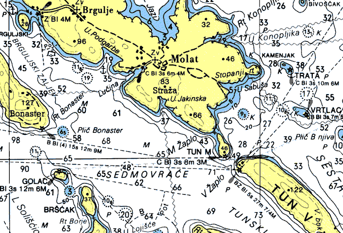 otok molat karta Rijeka Fiume Adriatic Sea otok molat karta