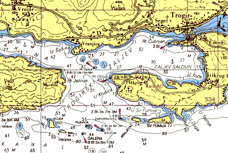 karta trogira Cres Adriatic Sea karta trogira