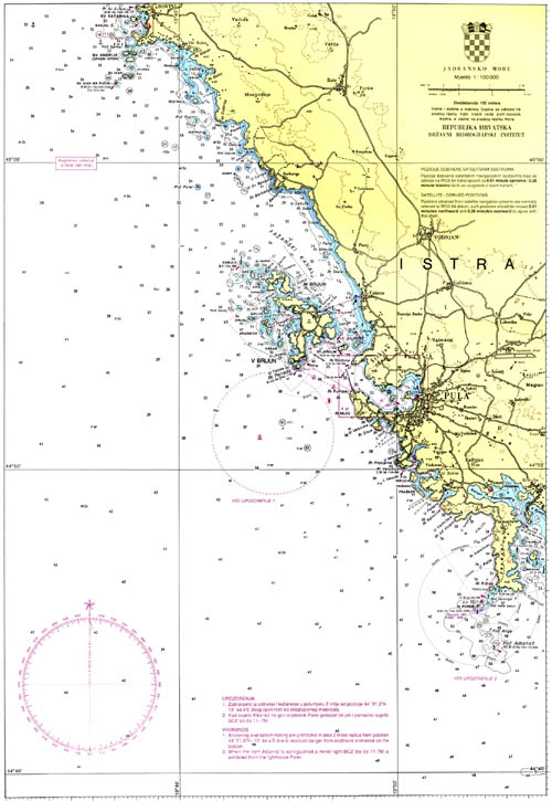 pomorska karta pula Republic of Croatia: Adriatic Sea Pula pomorska karta pula